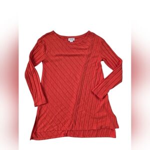 Maeve Orange Asymetrical Ribbed Tunic Sweater Size M EUC